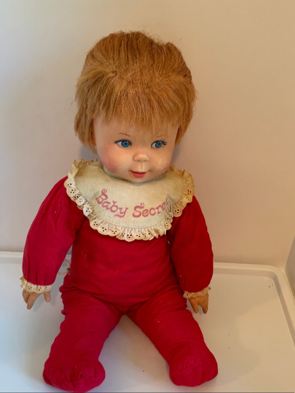 Mattel Baby Secret Doll in Red Outfit with Blonde Hair